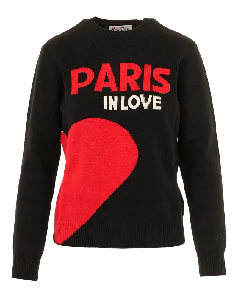 MC2 Saint Barth Rundhals-Pullover mit Herzmotiv - Schwarz Schwarz
