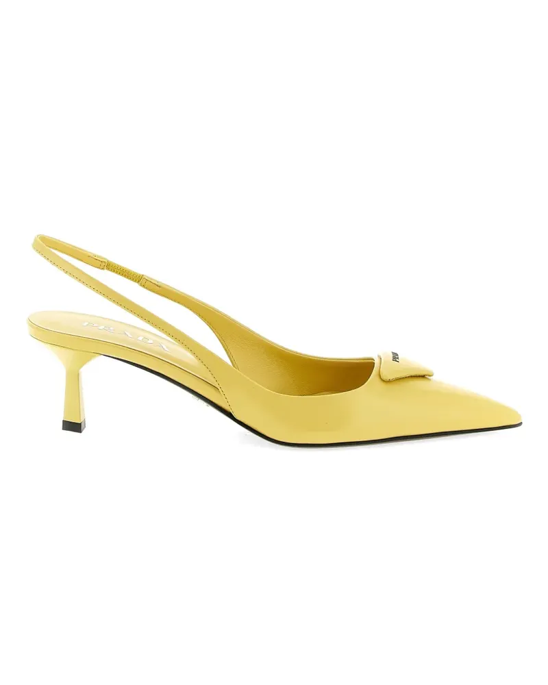 Prada triangle-logo slingback-strap pumps - Gelb Gelb