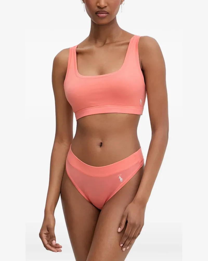 Ralph Lauren embroidered-logo scoop-neck bra - Orange Orange