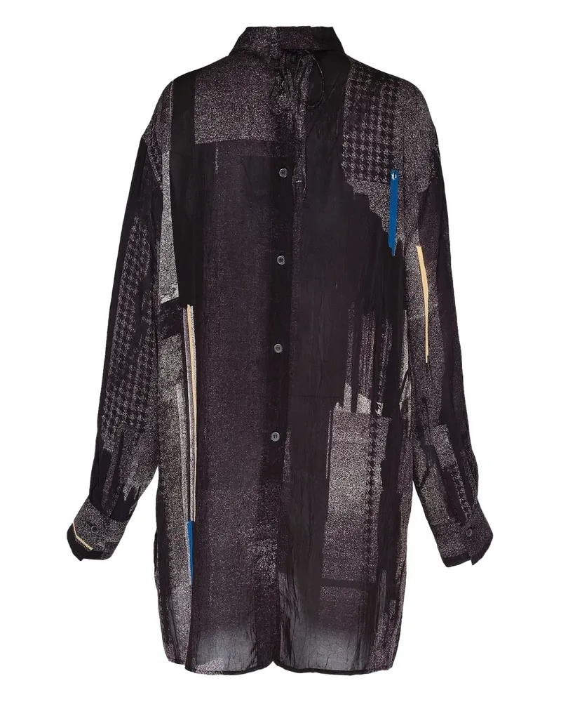 Yohji Yamamoto Hemd mit abstraktem Print - Schwarz Schwarz
