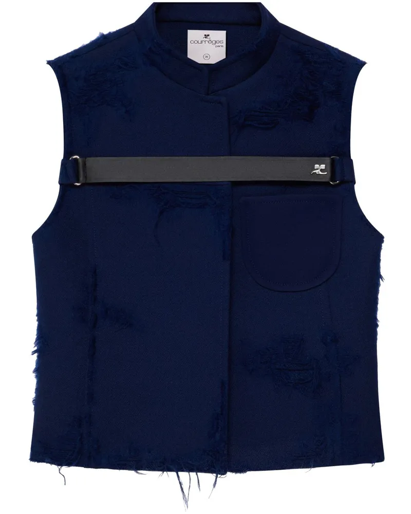 Courrèges Jacke in Distressed-Wirkung - Blau Blau