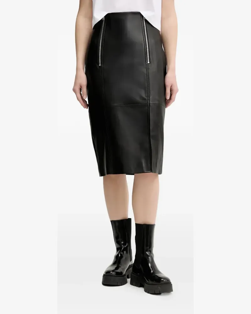 HUGO BOSS Lederrock mit Reißverschluss - Schwarz Schwarz