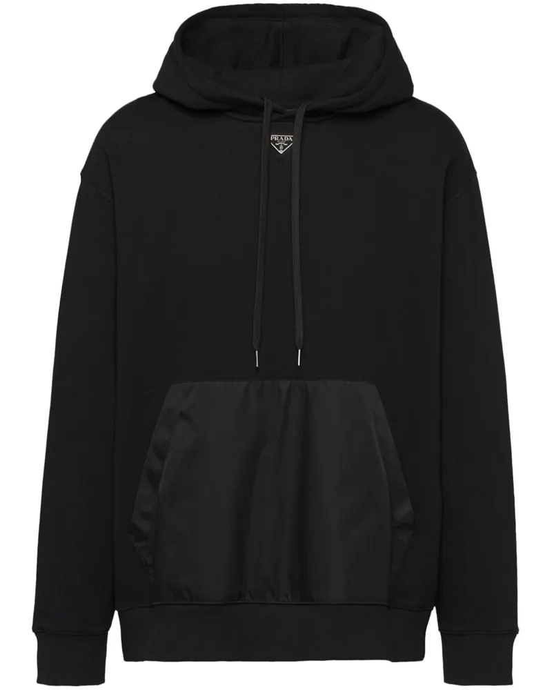 Prada Hoodie mit Triangel-Logo Schwarz