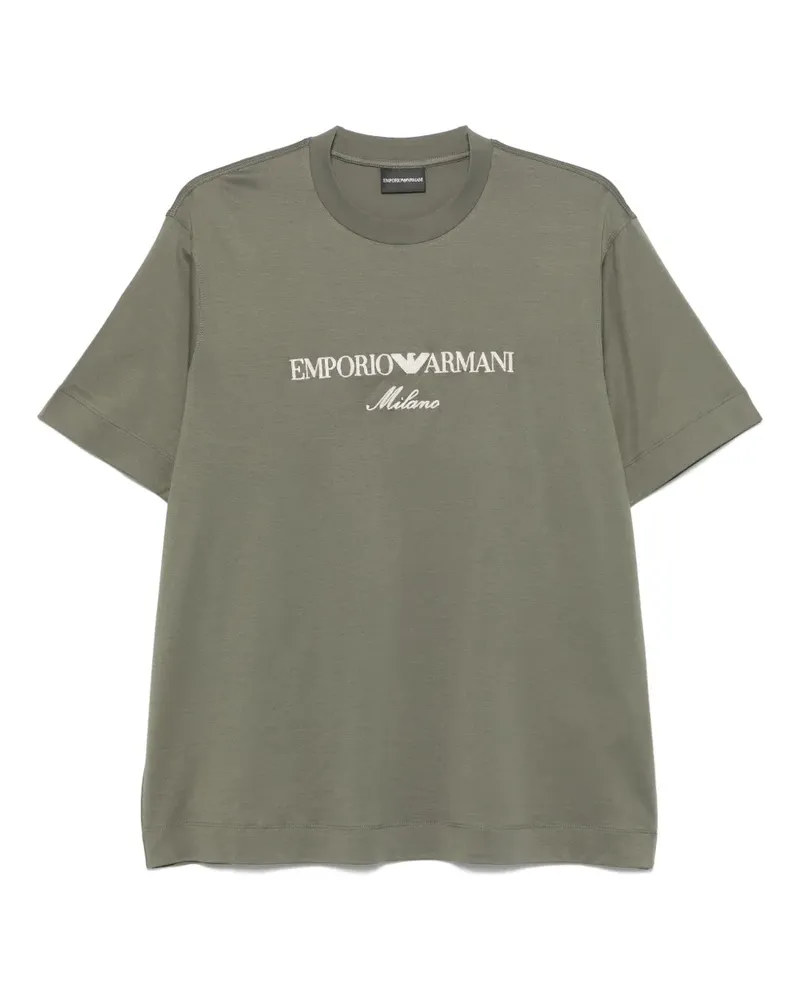 Emporio Armani T-Shirt mit Logo-Stickerei - Grün Grün