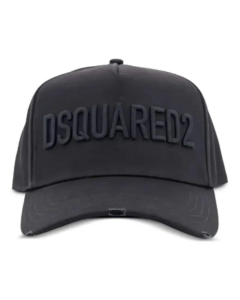 Dsquared2 distressed logo-patch baseball cap - Schwarz Schwarz