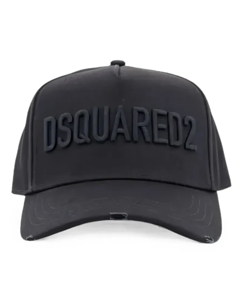 Dsquared2 distressed logo-patch baseball cap - Schwarz Schwarz