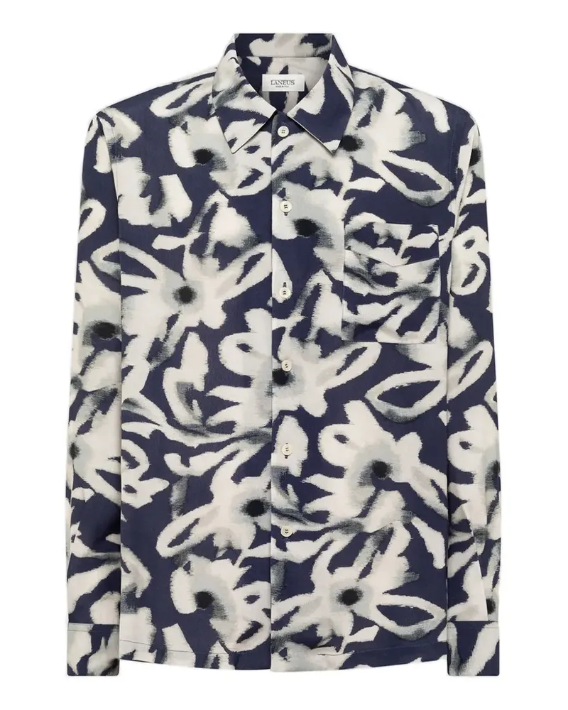 Laneus Hemd mit Blumen-Print - Blau Blau