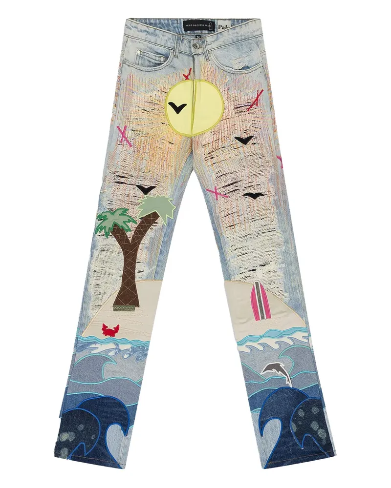 WHO DECIDES WAR Pale Seaboard Straight-FIt Jeans "Multicolor" - Blau Blau