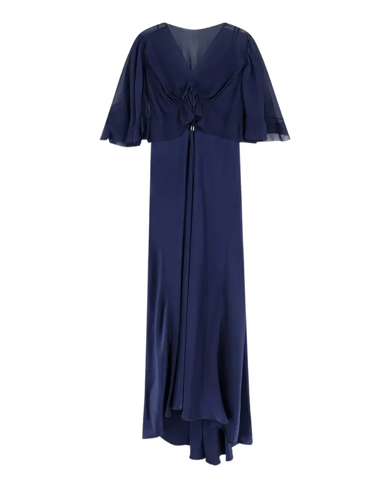 Alberta Ferretti ruffled satin-finish maxi dress - Blau Blau