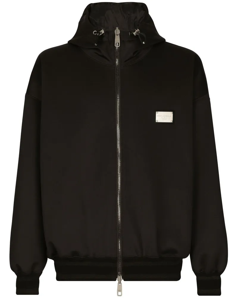 Dolce & Gabbana Kapuzenjacke mit Logo-Schild - Schwarz Schwarz