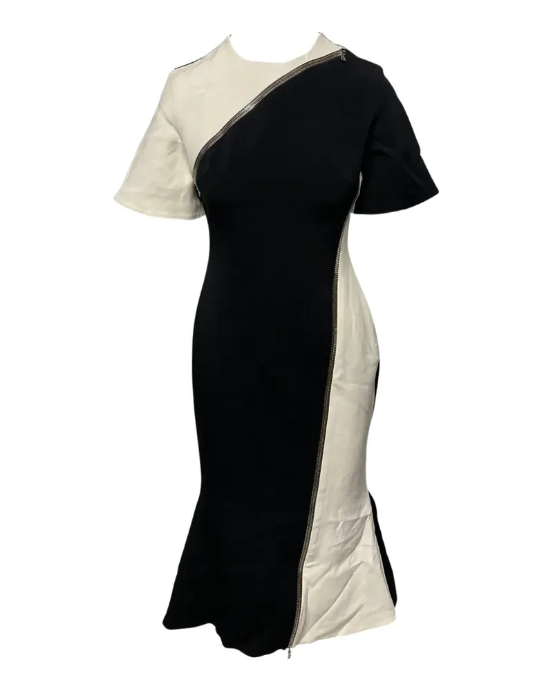 David Koma short-sleeve zip-fastening midi dress - Schwarz Schwarz