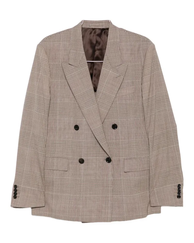LARDINI double-breasted check-pattern blazer - Braun Braun