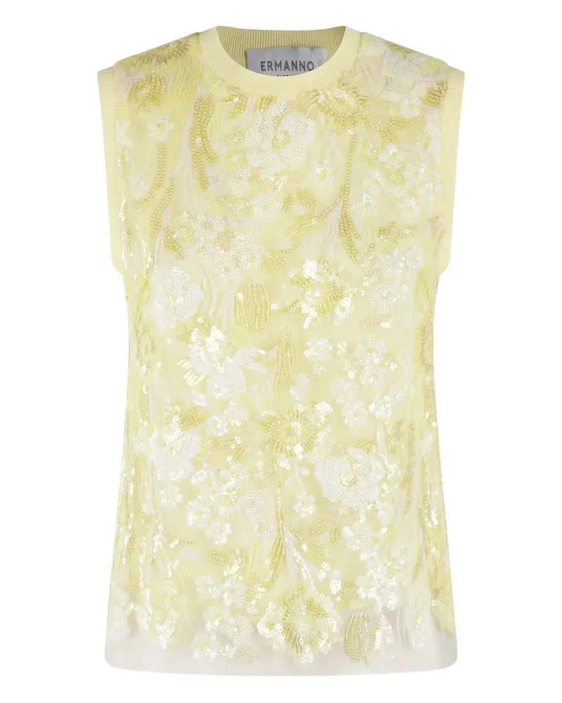 Ermanno Scervino Top mit Pailletten - Gelb Gelb