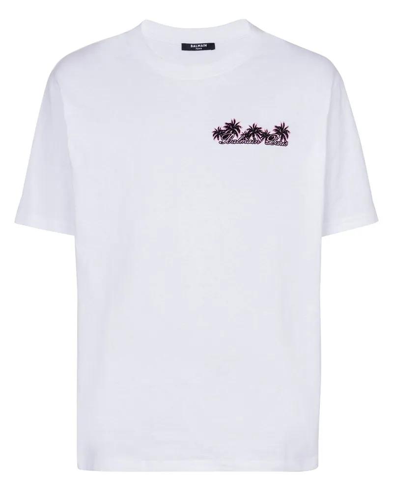 Balmain T-Shirt mit Club-Print - Weiß Weiß