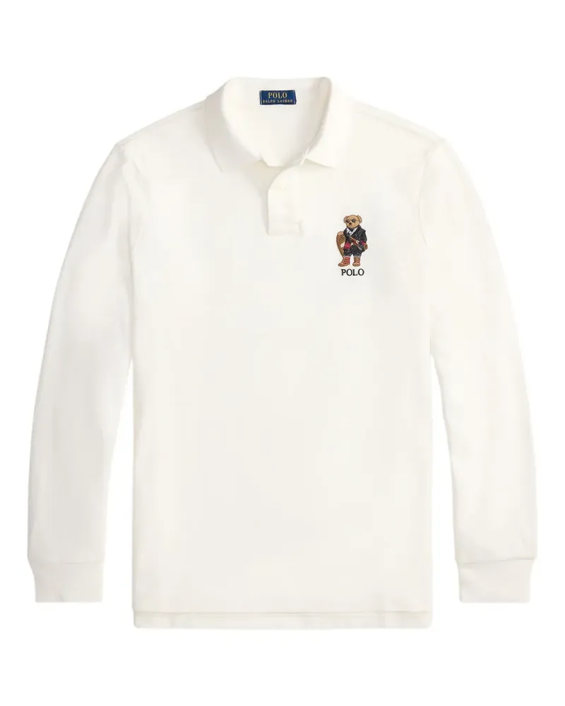 Ralph Lauren Langärmeliges Poloshirt mit Bärenstickerei - Weiß Weiß