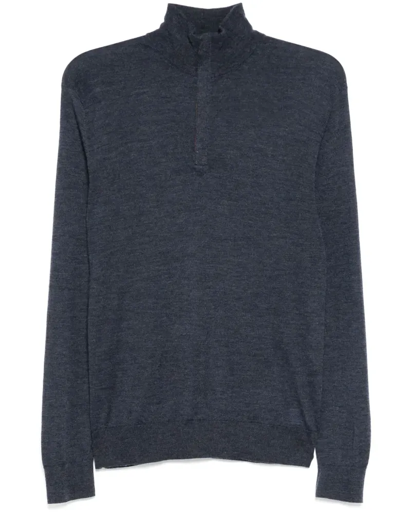 N.Peal Regent FG Pullover mit kurzem Reißverschluss - Blau Blau