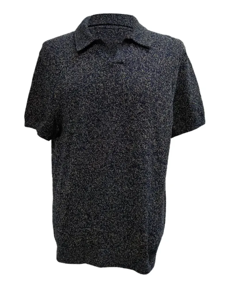 MR P. Knitted short-sleeve polo shirt - Blau Blau