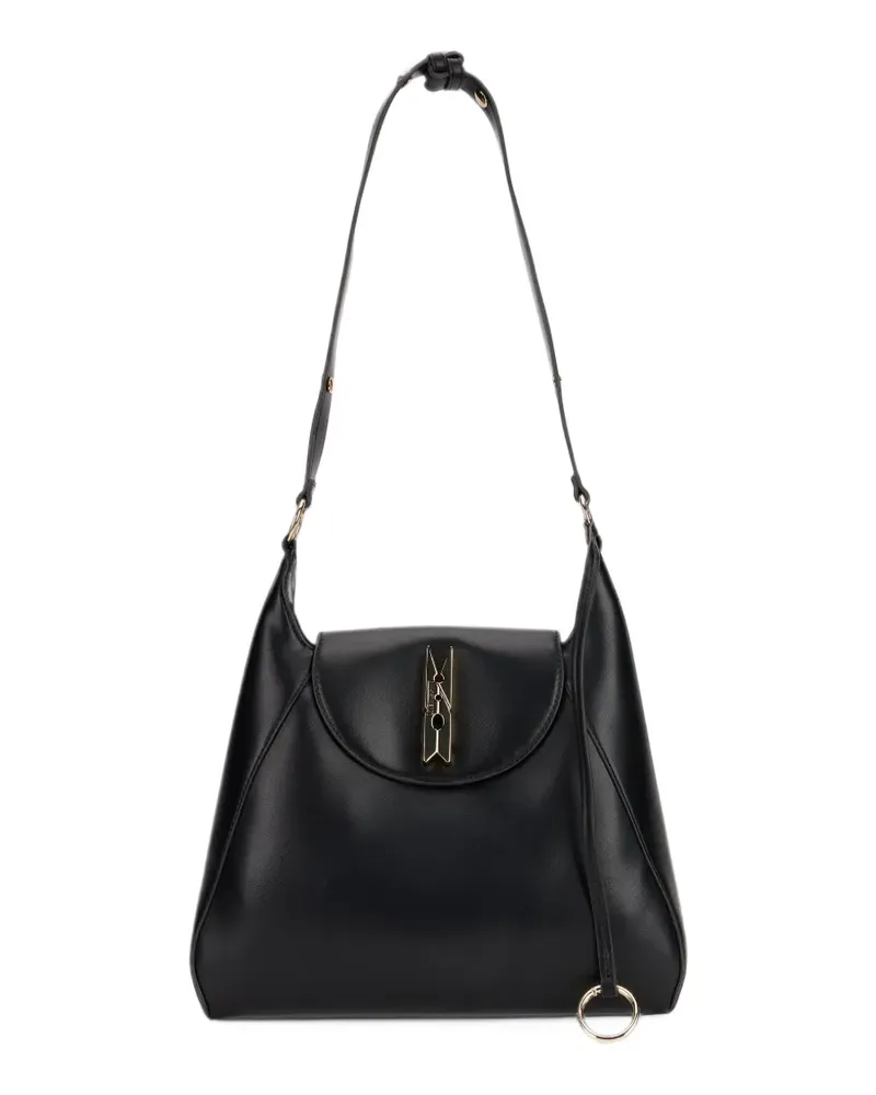 Moschino Handtasche mit Logo-Schild - Schwarz Schwarz
