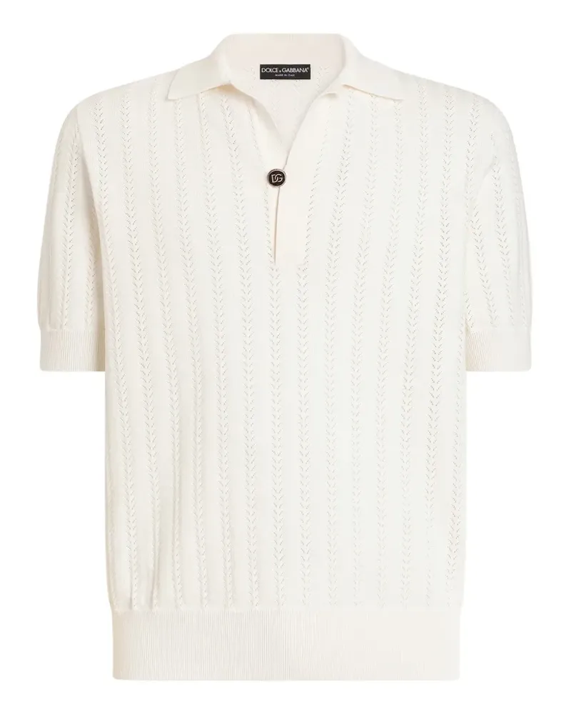 Dolce & Gabbana Poloshirt aus perforierter Baumwolle - Nude Nude