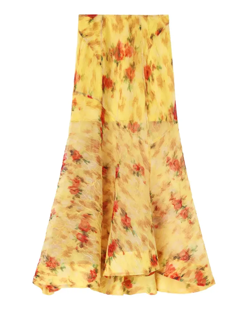 Ganni Maxirock mit Blumen-Print - Gelb Gelb