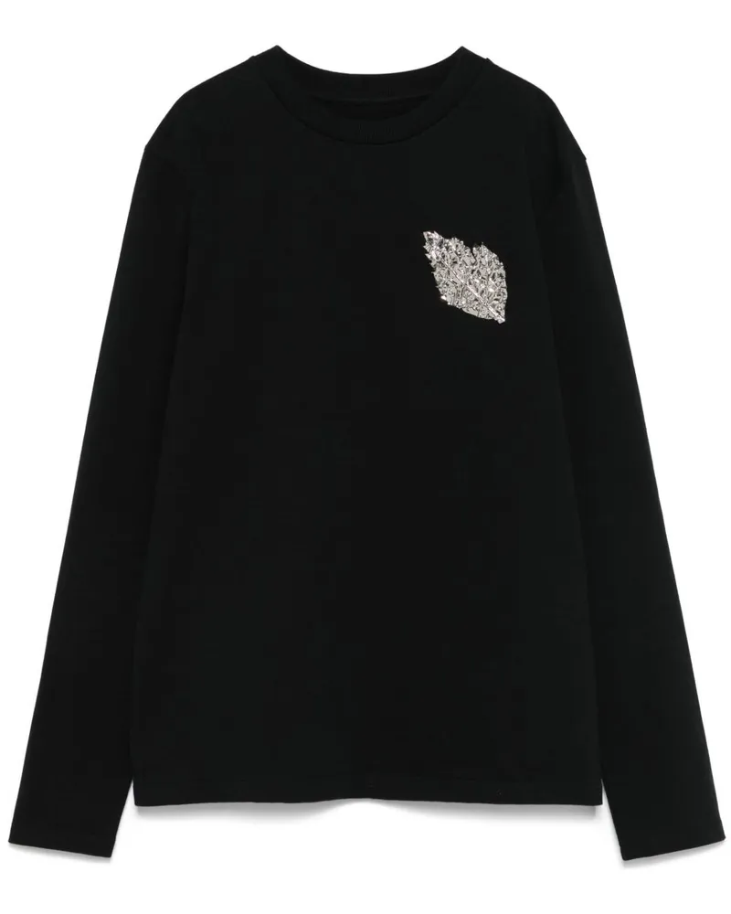Jil Sander T-Shirt mit Broschendetail - Schwarz Schwarz