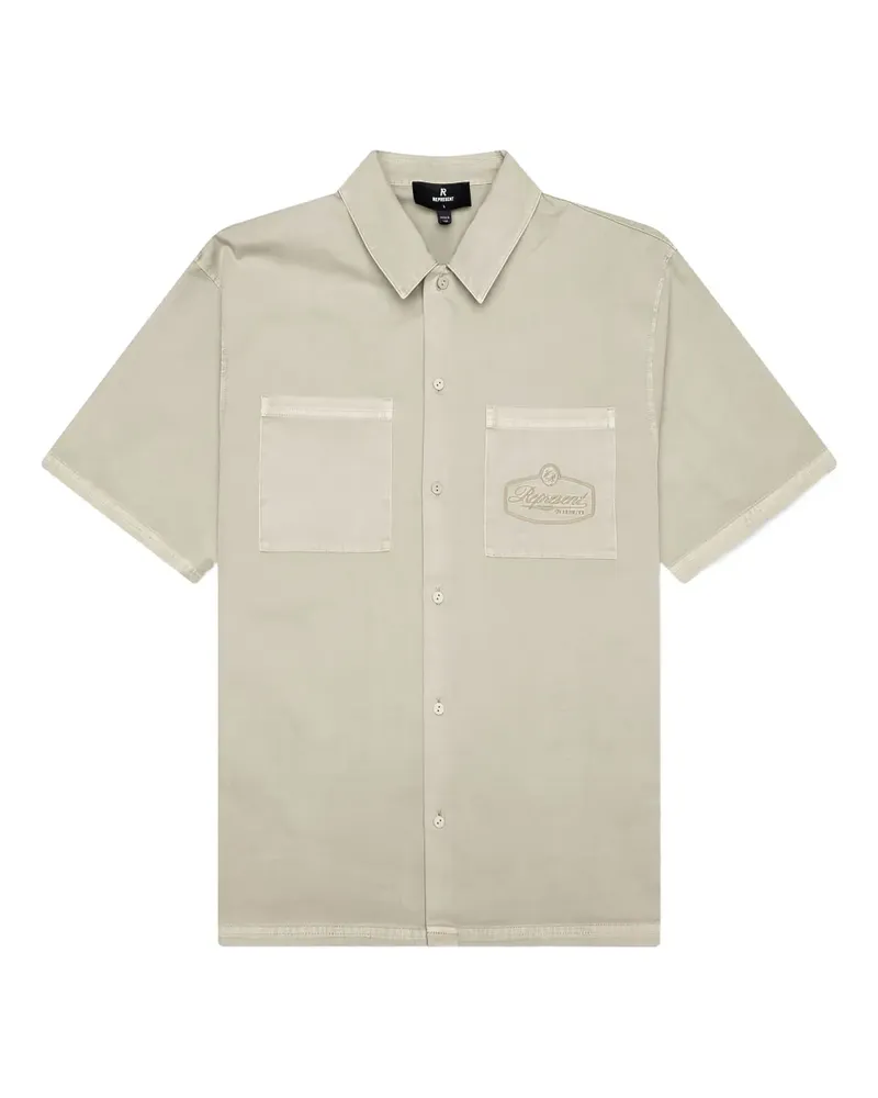 REPRESENT Kurzärmeliges Hemd mit Logo-Stickerei - 25 GREY 25