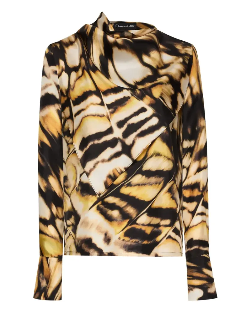 Oscar de la Renta Bluse mit abstraktem Print - Schwarz Schwarz
