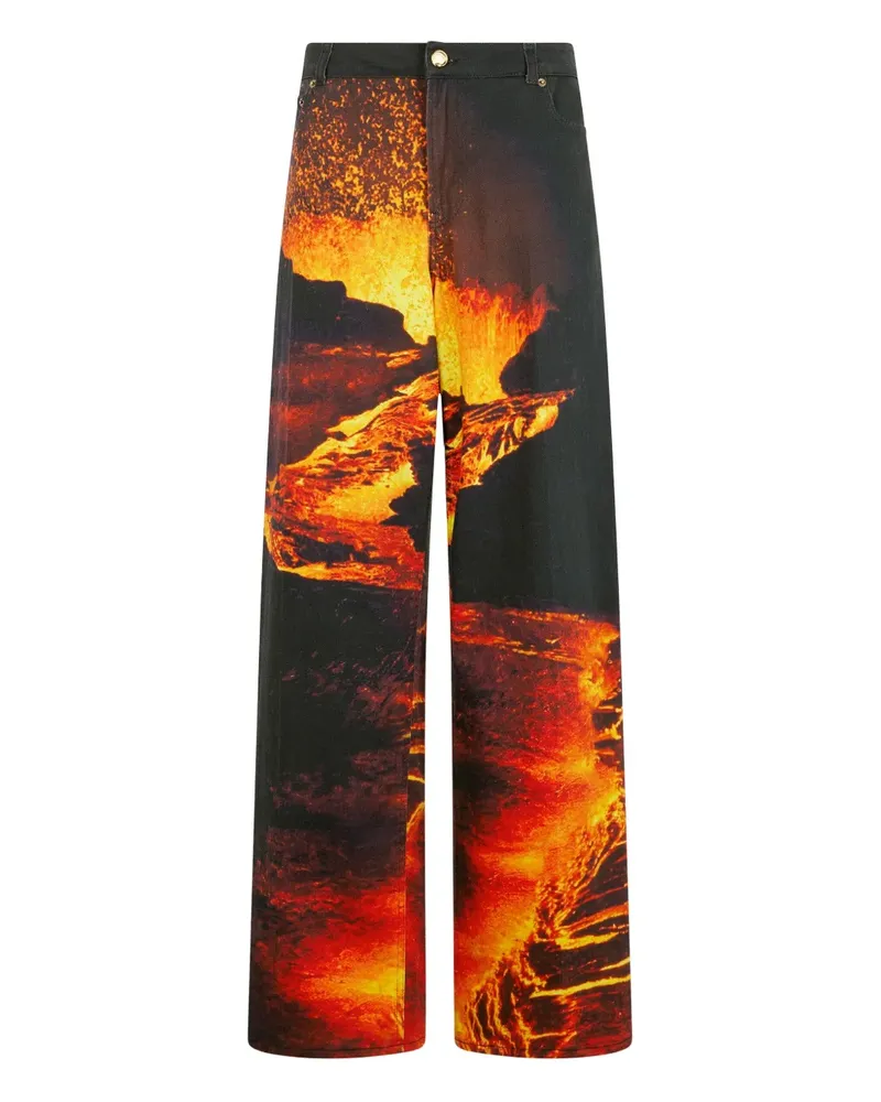 Roberto Cavalli Jeans mit Lava-Print - Schwarz Schwarz