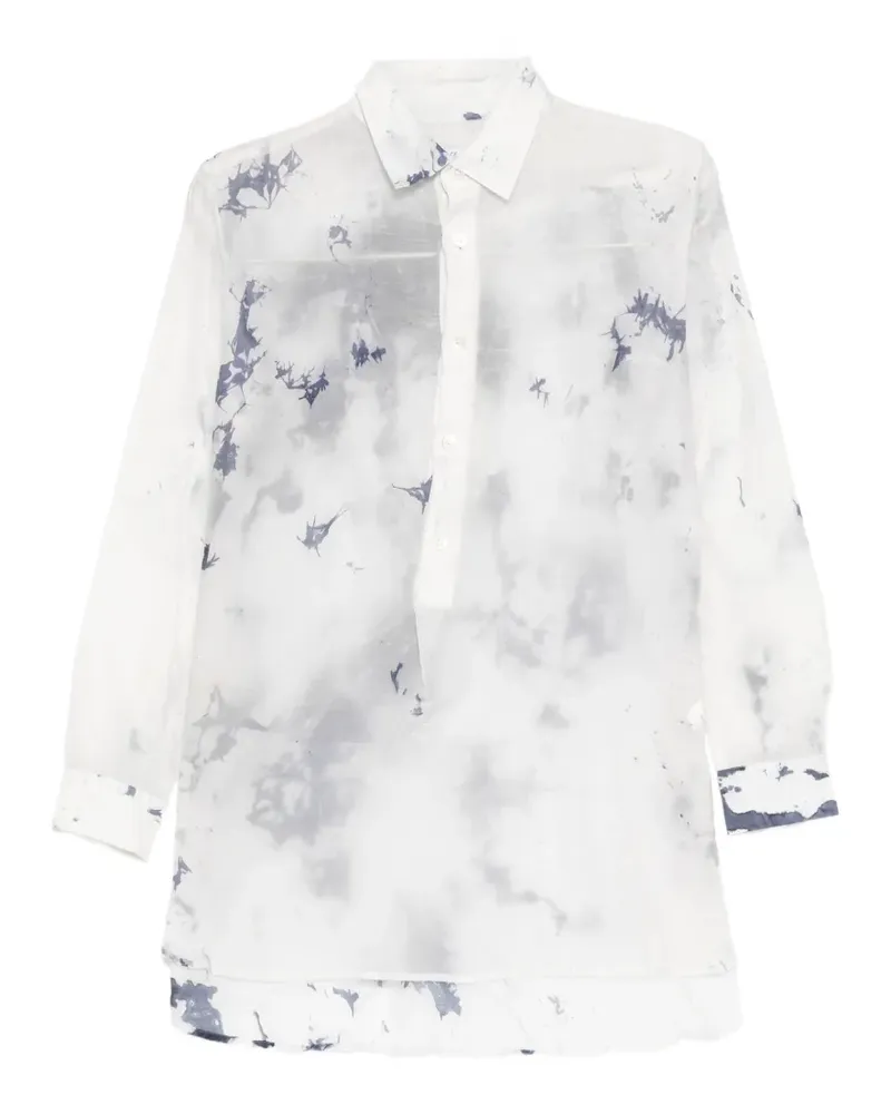 Yohji Yamamoto Semi-transparente Viyella Bluse - Weiß Weiß
