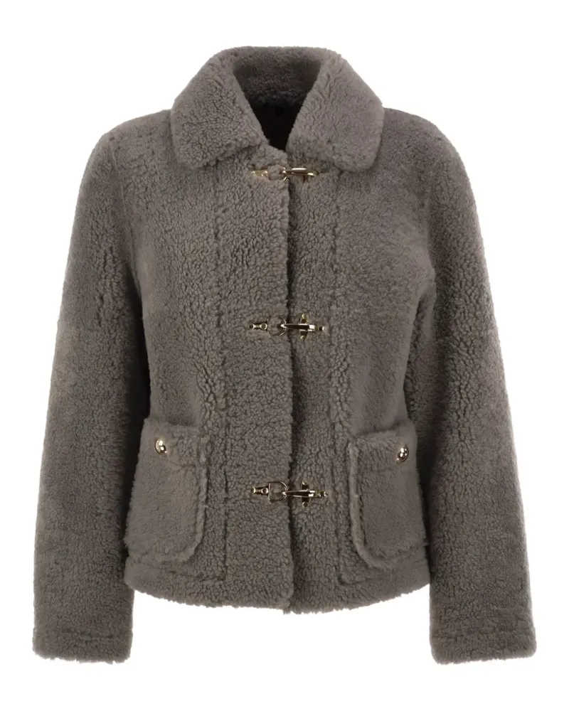 Fay Shearling-Jacke mit Hakenverschluss - Grau Grau