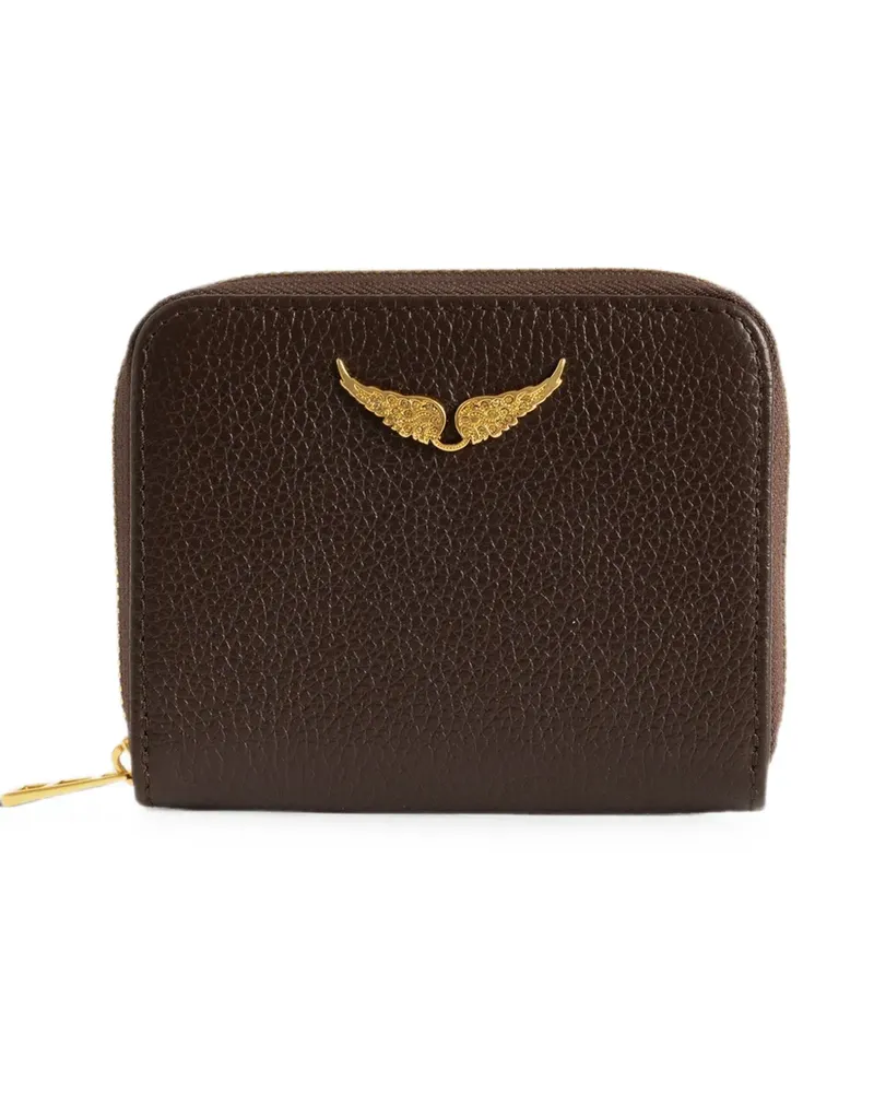 Zadig & Voltaire Mini ZV Portemonnaie aus gekörntem Leder - Braun Braun