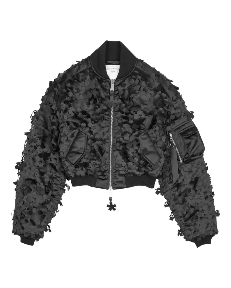 Cecilie Bahnsen three-dimensional floral bomber jacket - Schwarz Schwarz