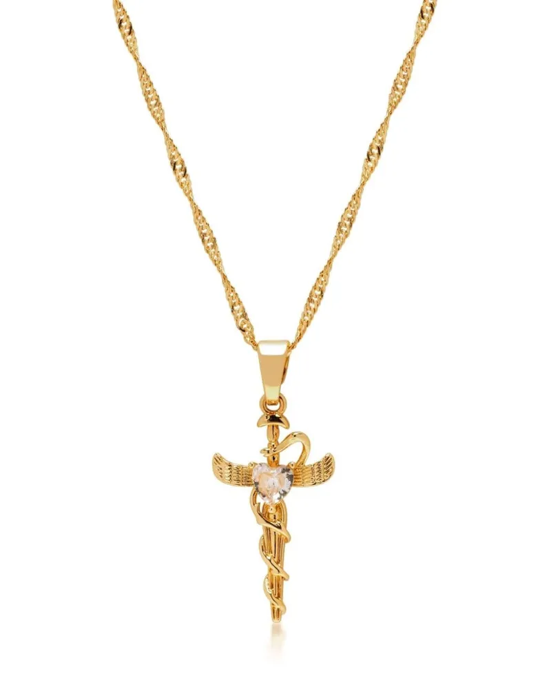 Nialaya Caduceus Halskette mit Anhänger Gold