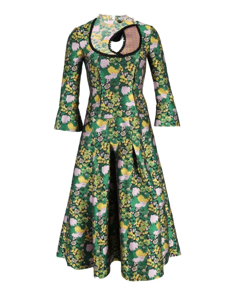 Erdem floral-print flared dress - Grün Grün