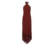 Neckholder-Kleid mit Fransen - Rot