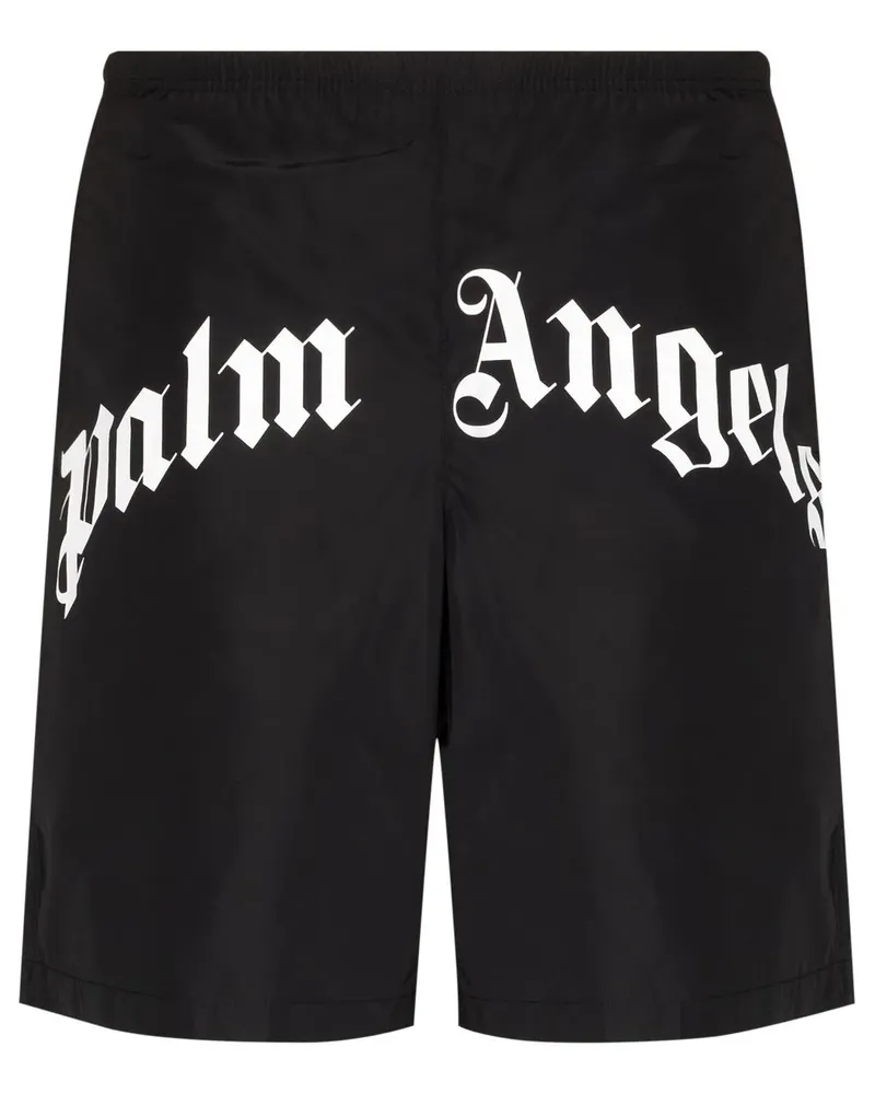 Palm Angels Badeshorts mit Logo-Print - Schwarz Schwarz