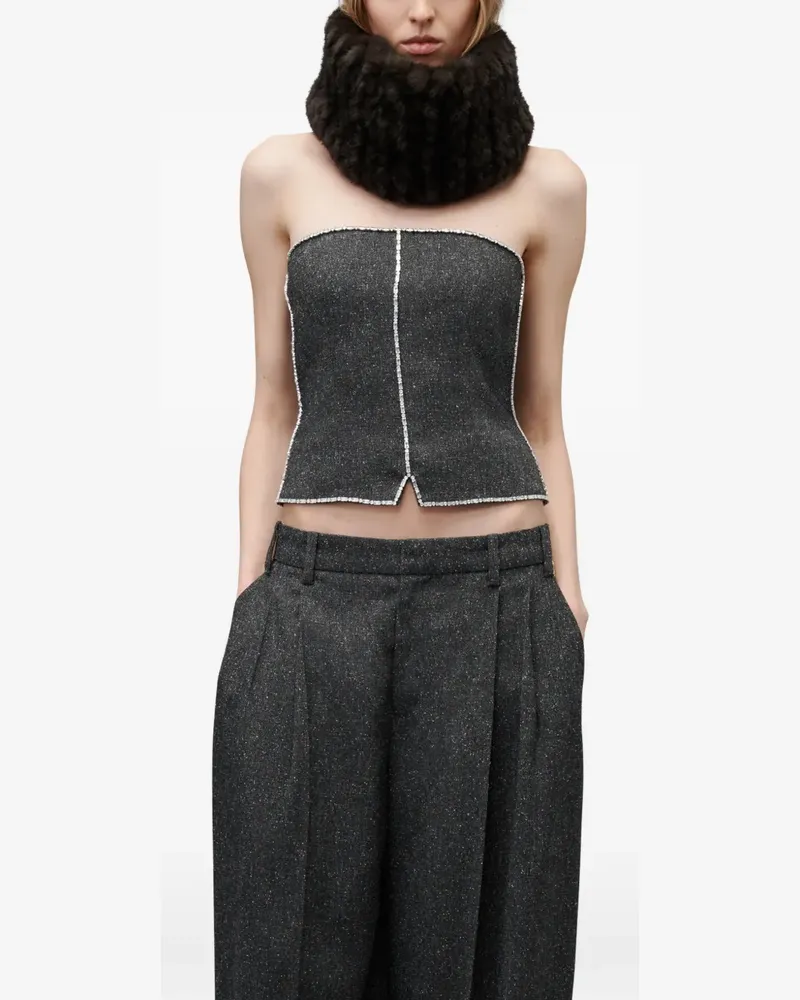 Alexander Wang Schulterfreies Bustier-Top mit verzierter Kette - Grau Grau