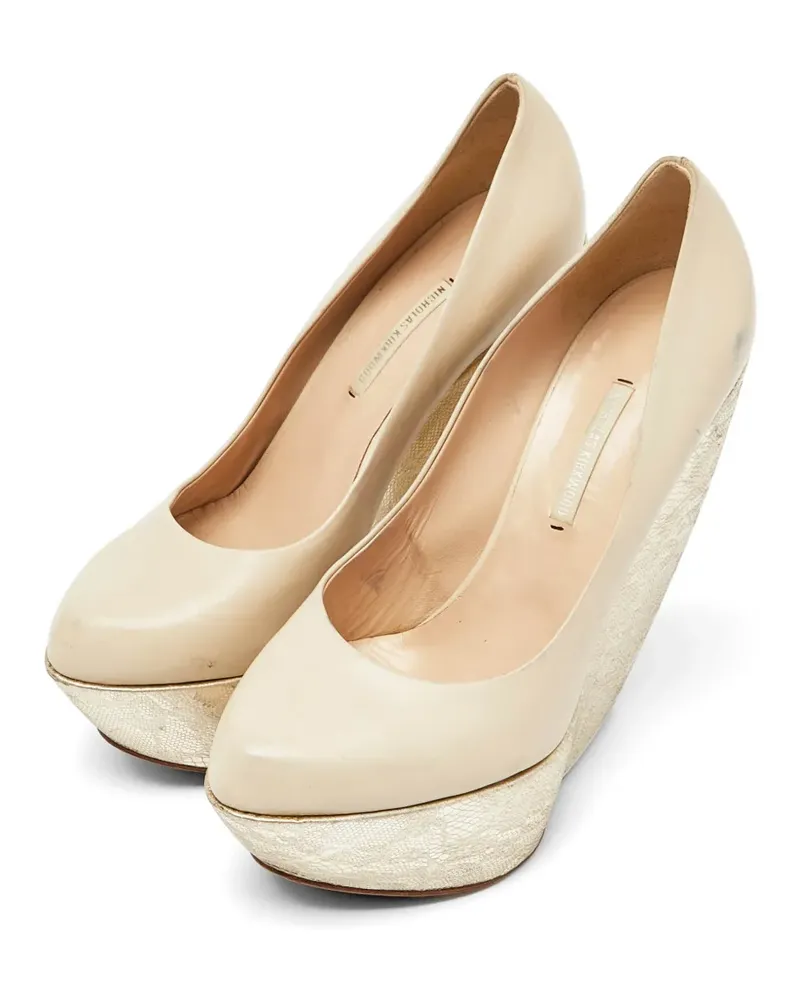 Nicholas Kirkwood wedge platform pumps - Nude Nude