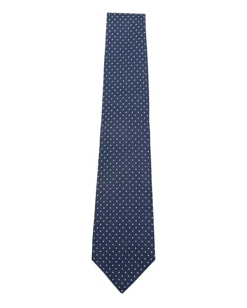 Kiton Seidenkrawatte mit Polka Dots - Blau Blau