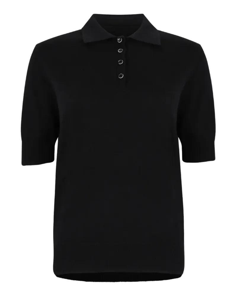 nine:inthe:morning ribbed-trim short-sleeve polo shirt - Schwarz Schwarz