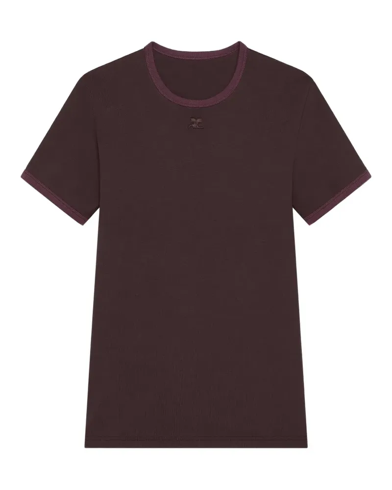 Courrèges Signature T-Shirt mit Logo-Patch - Rot Rot