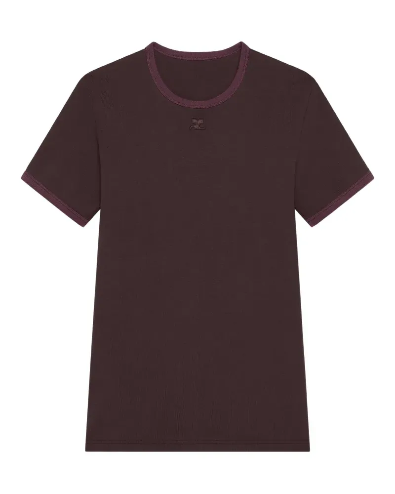 Courrèges Signature contrast-trim logo-patch T-shirt - Rot Rot
