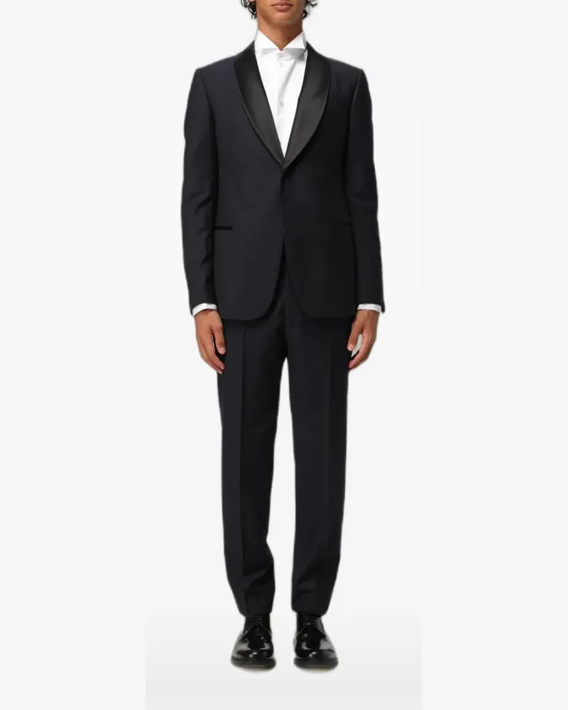 Emporio Armani shawl-lapel virgin-wool suit - Blau Blau