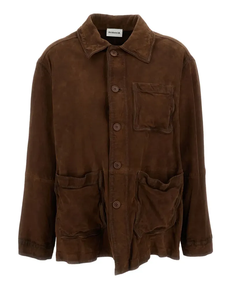P.A.R.O.S.H. P.A.R.O H. patch-pocket leather jacket - Braun Braun