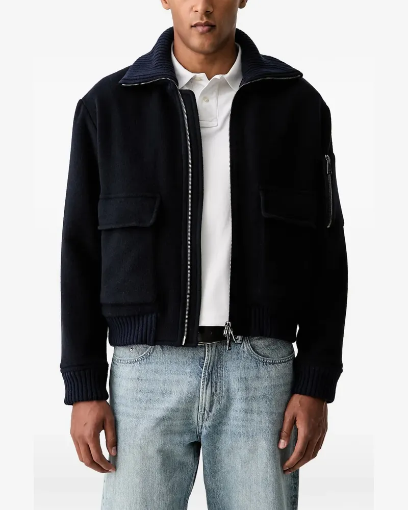 Paul & Shark Jacke mit geripptem Strickkragen - Blau Blau