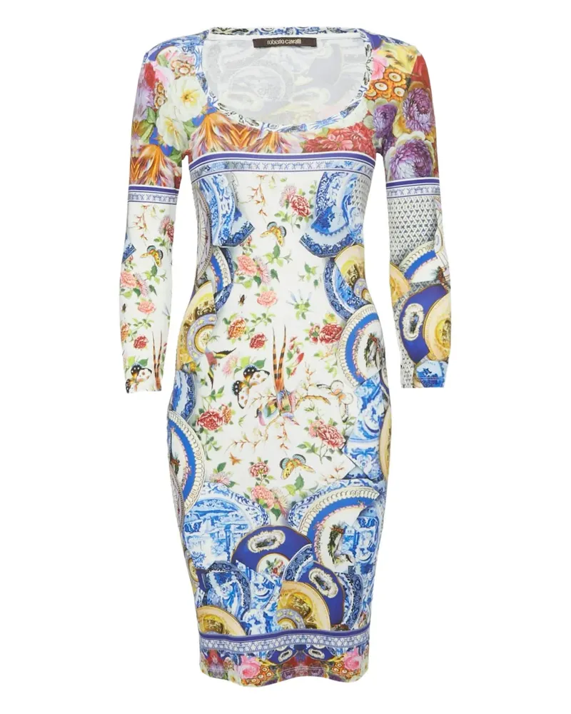 Roberto Cavalli Minikleid mit Blumen-Print - Weiß Weiß