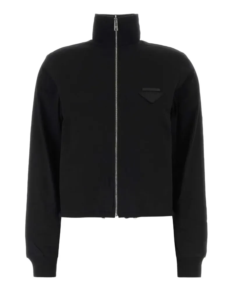 Prada logo-plaque zip-up jacket - Schwarz Schwarz