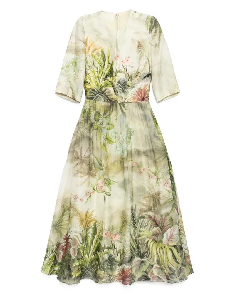 Elie Saab Midikleid mit Print - Grün Grün