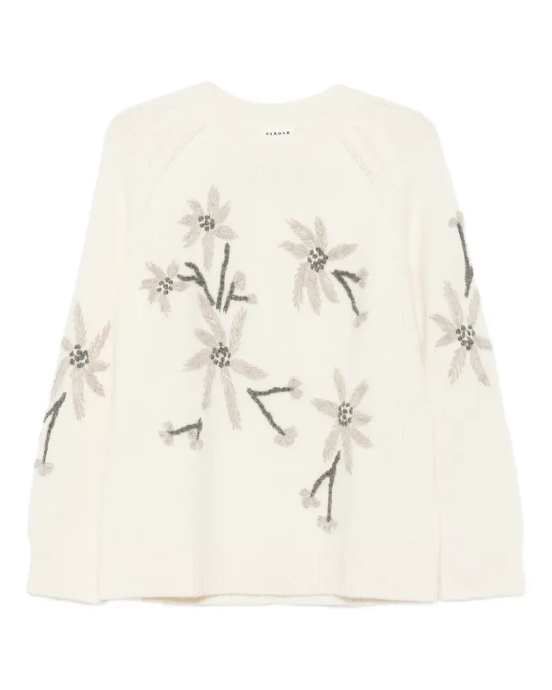 P.A.R.O.S.H. P.A.R.O H. Pullover mit Raglanärmeln und Blumenstickerei - Nude Nude
