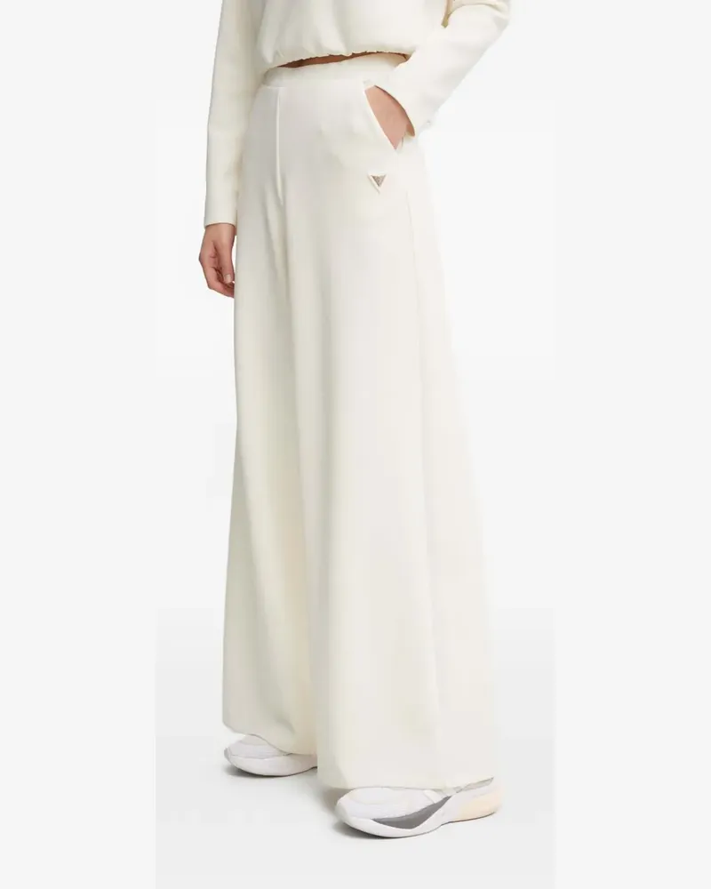 Guess logo-plaque wide-leg trousers - Weiß Weiß